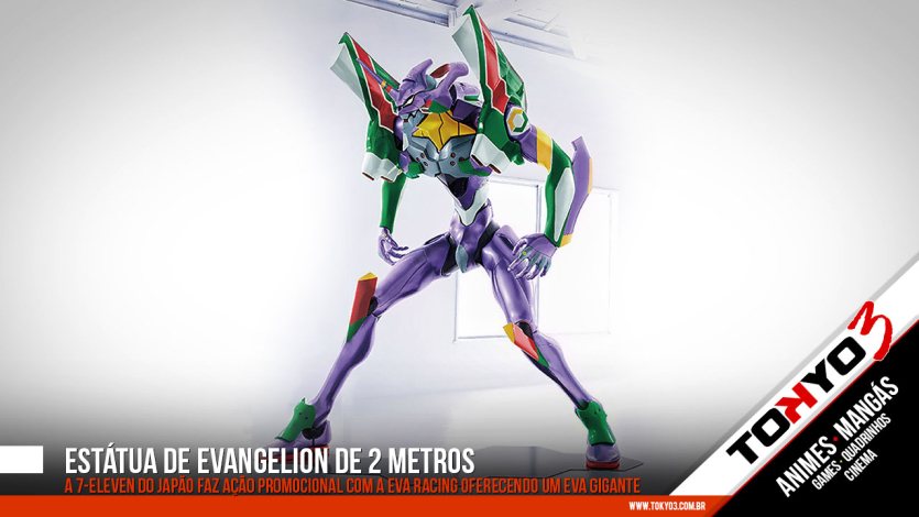 Estátua de 2 metros de Evangelion é oferecida pela rede 7-Eleven do Japão