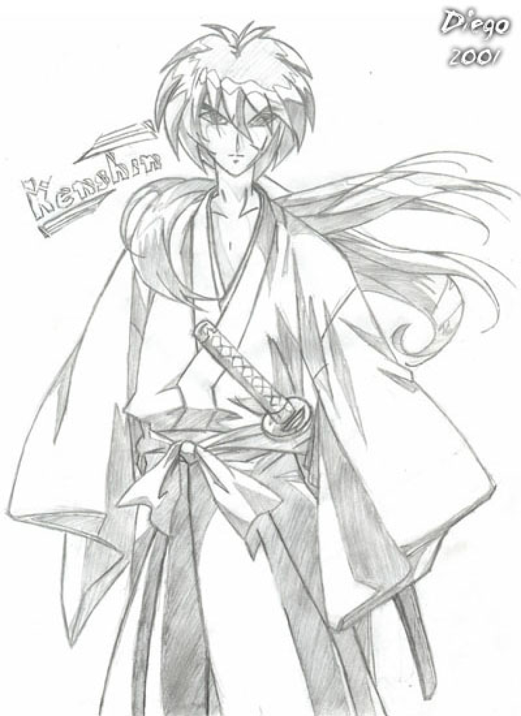 Kenshin Himura do estilo Hiten Mitsurugi feito por Diego Alberto da Silva Tillmann