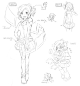 Sketch da personagem Inori Aizawa 1 Sketch da personagem Inori Aizawa 1