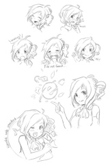 Sketch da personagem Inori Aizawa 1 Sketch da personagem Inori Aizawa 1