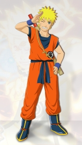 Naruto com traje do Goku em Naruto: Ultimate Ninja Storm 3